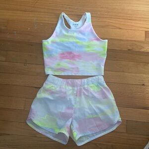 Old Navy matching set, activewear, running shorts, sport bra size L 10/12 girls